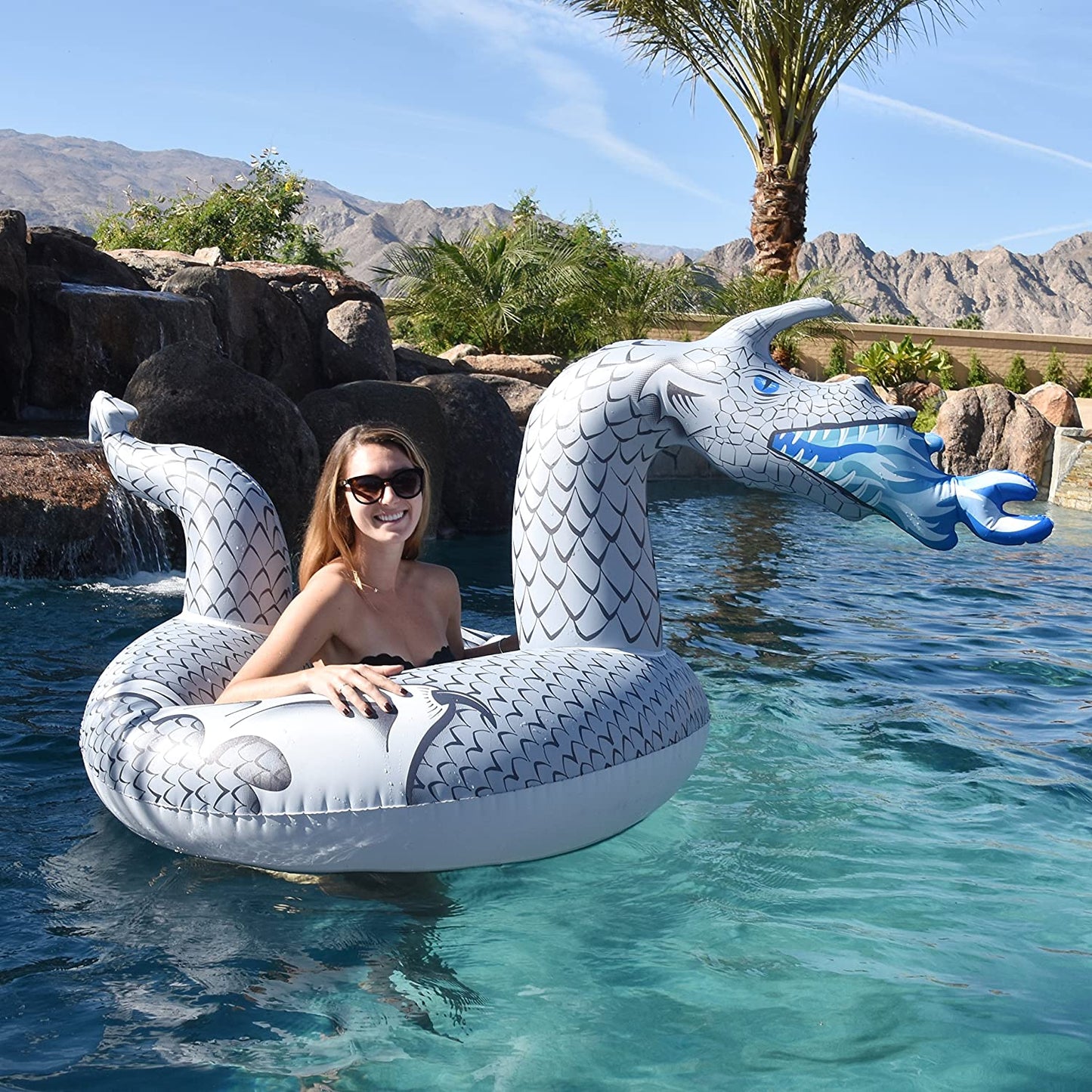 Dragon Party Tube Inflatable Rafts - Choose from Fire Dragon and Ice Dragon, Pool Floats