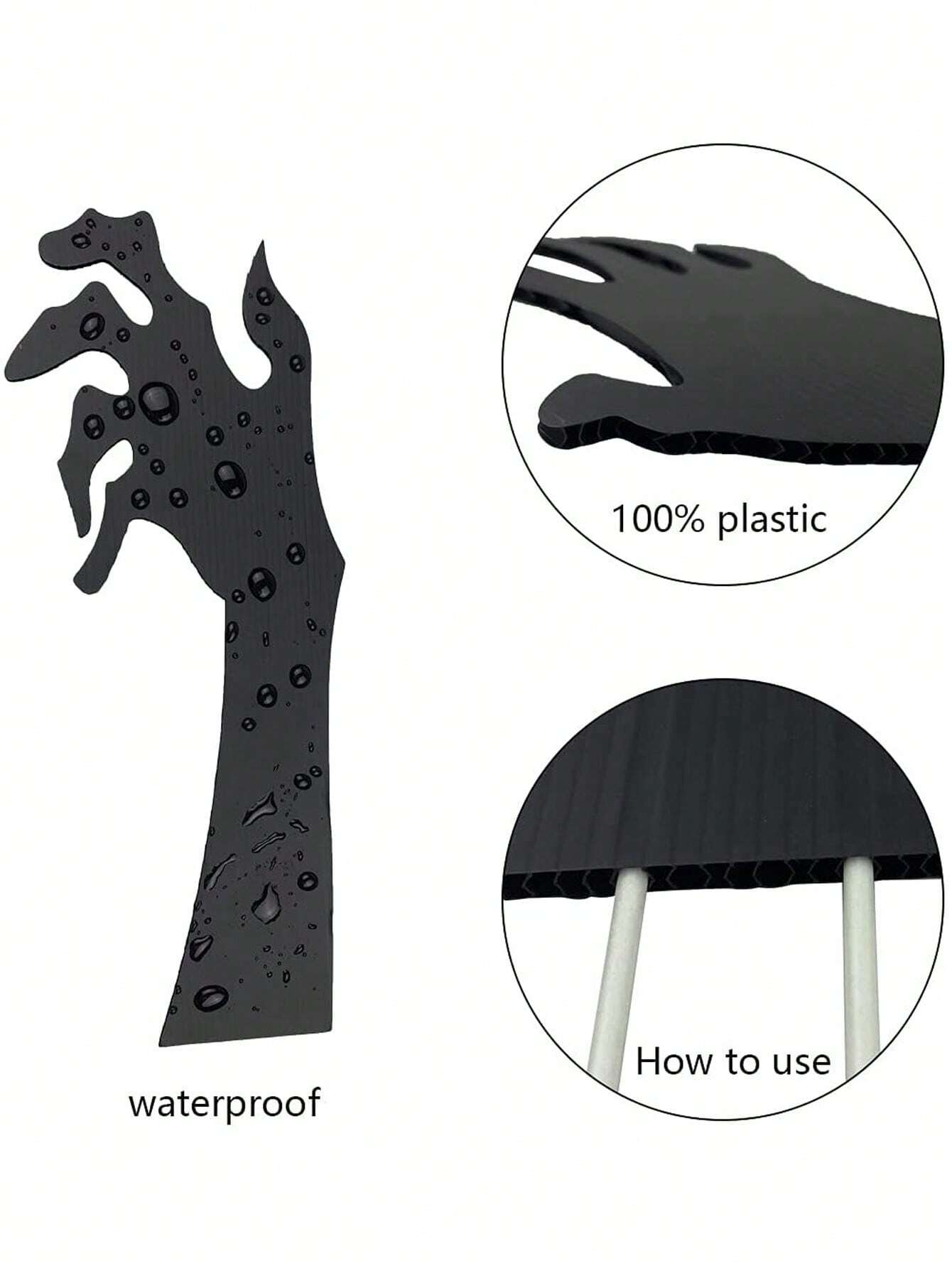 Set of 5 Spooky Black Halloween Yard Decorations - Handmade Lawn Stakes for Festive Outdoor Displays