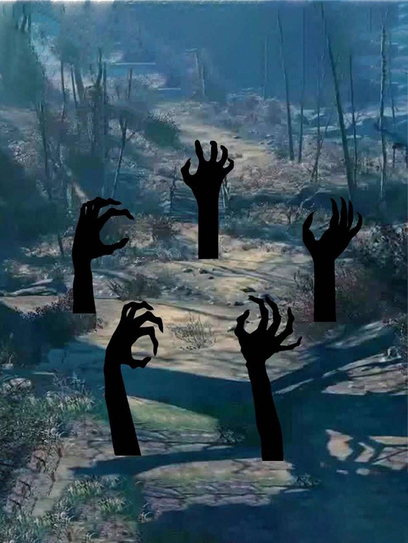 Set of 5 Spooky Black Halloween Yard Decorations - Handmade Lawn Stakes for Festive Outdoor Displays