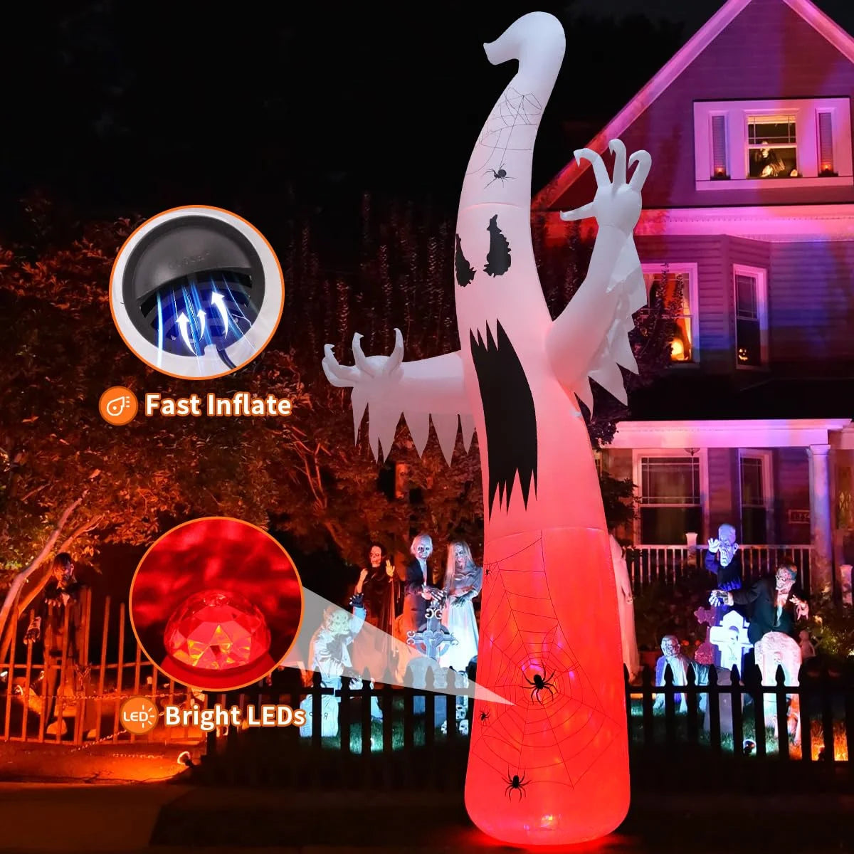 11.8 FT Inflatable Halloween Ghost, with LED Lights