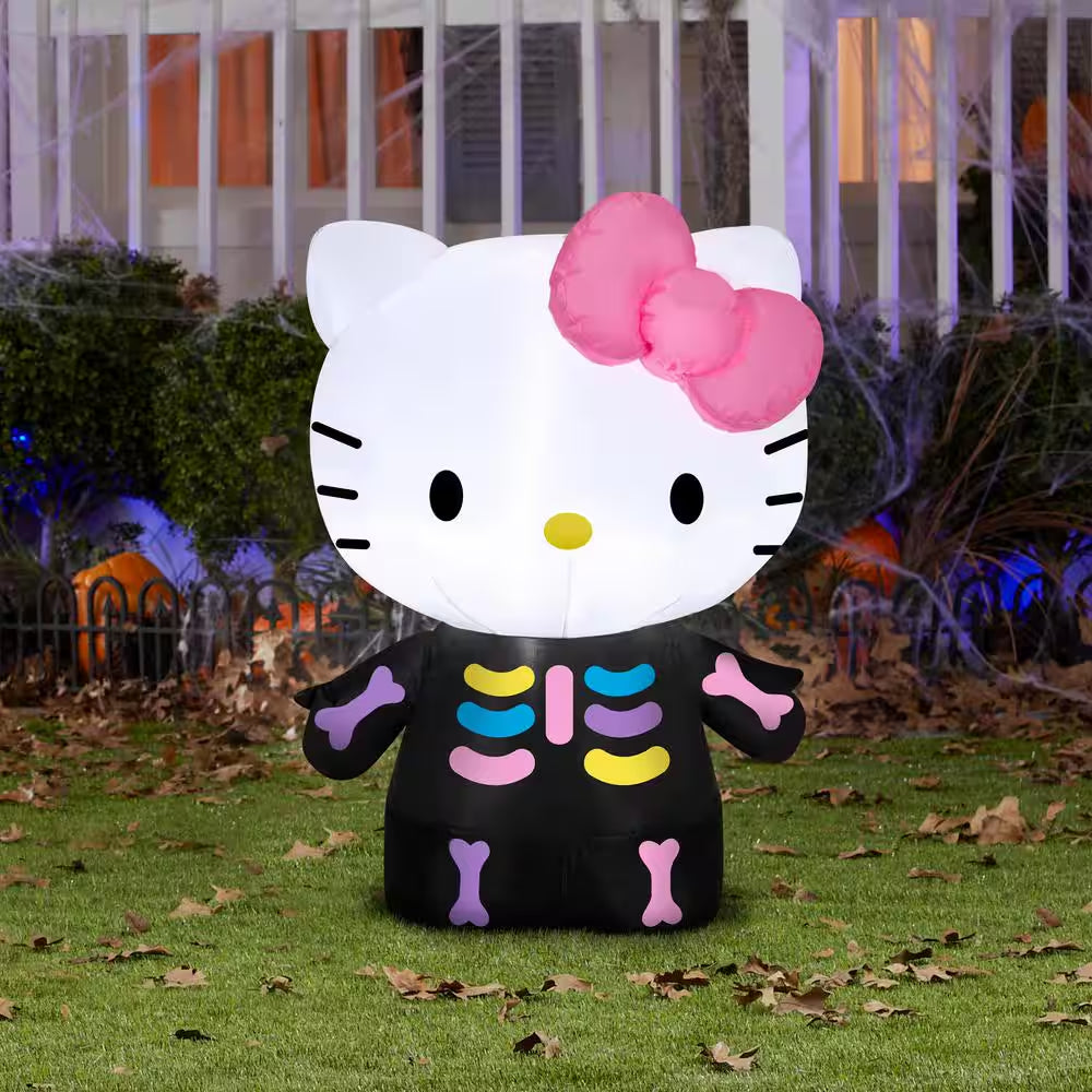 3 Ft. Tall Halloween Inflatable Airblown-Hello Kitty Neon Skeleton