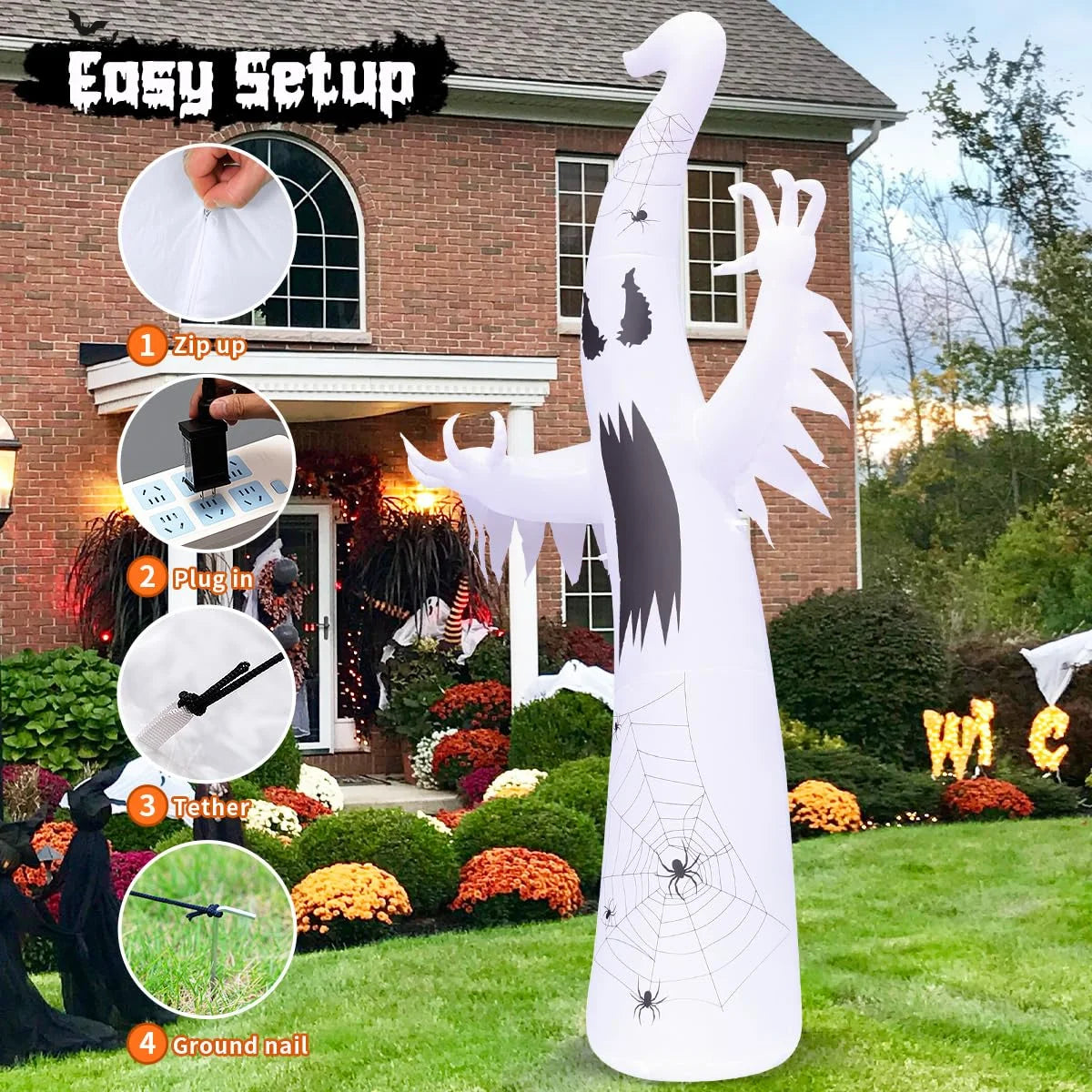 11.8 FT Inflatable Halloween Ghost, with LED Lights
