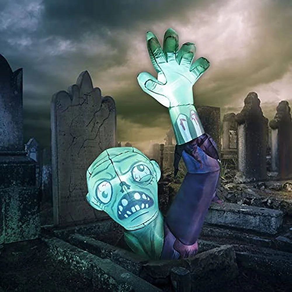 Halloween Inflatable 6 FT Zombie Inflatable Raising Hands, Zombie Inflatable Halloween Decorations Scary Zombie Outdoor Decorations with Lights, Halloween Inflatables Clearance for Holiday/Party