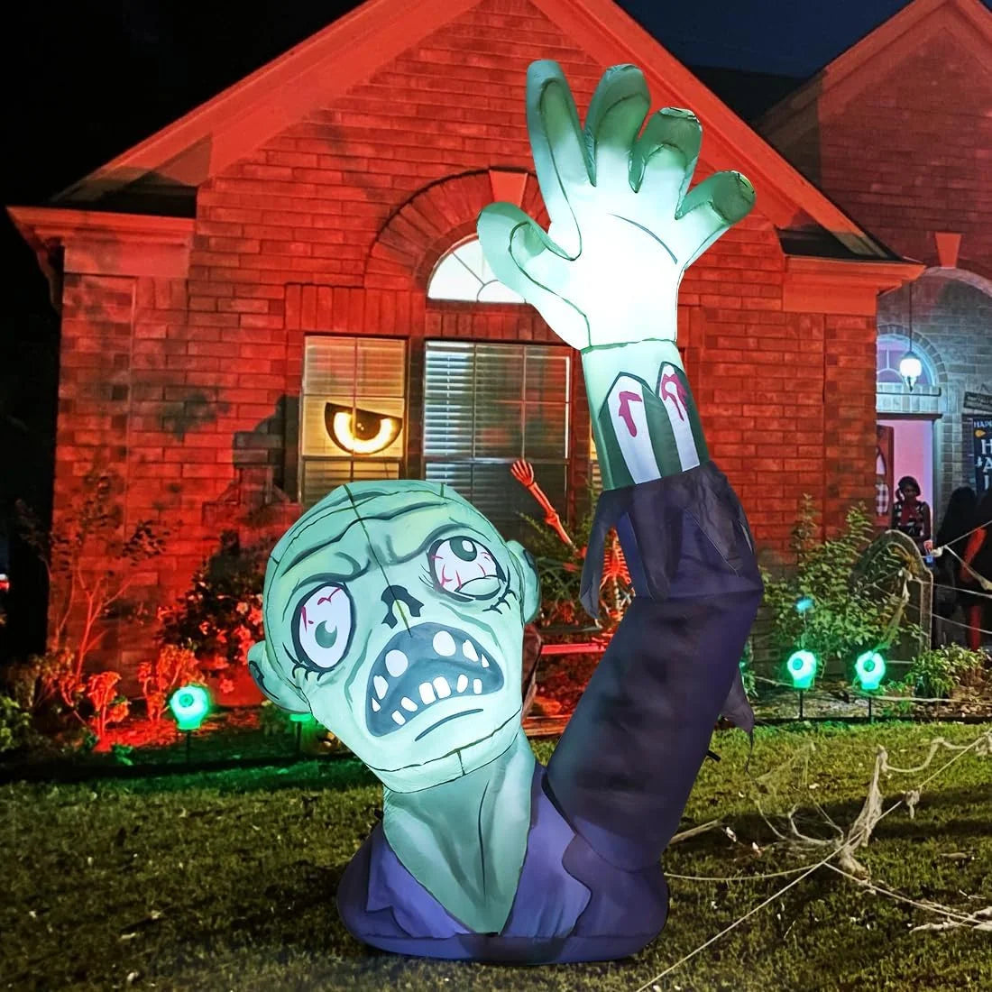 Halloween Inflatable 6 FT Zombie Inflatable Raising Hands, Zombie Inflatable Halloween Decorations Scary Zombie Outdoor Decorations with Lights, Halloween Inflatables Clearance for Holiday/Party