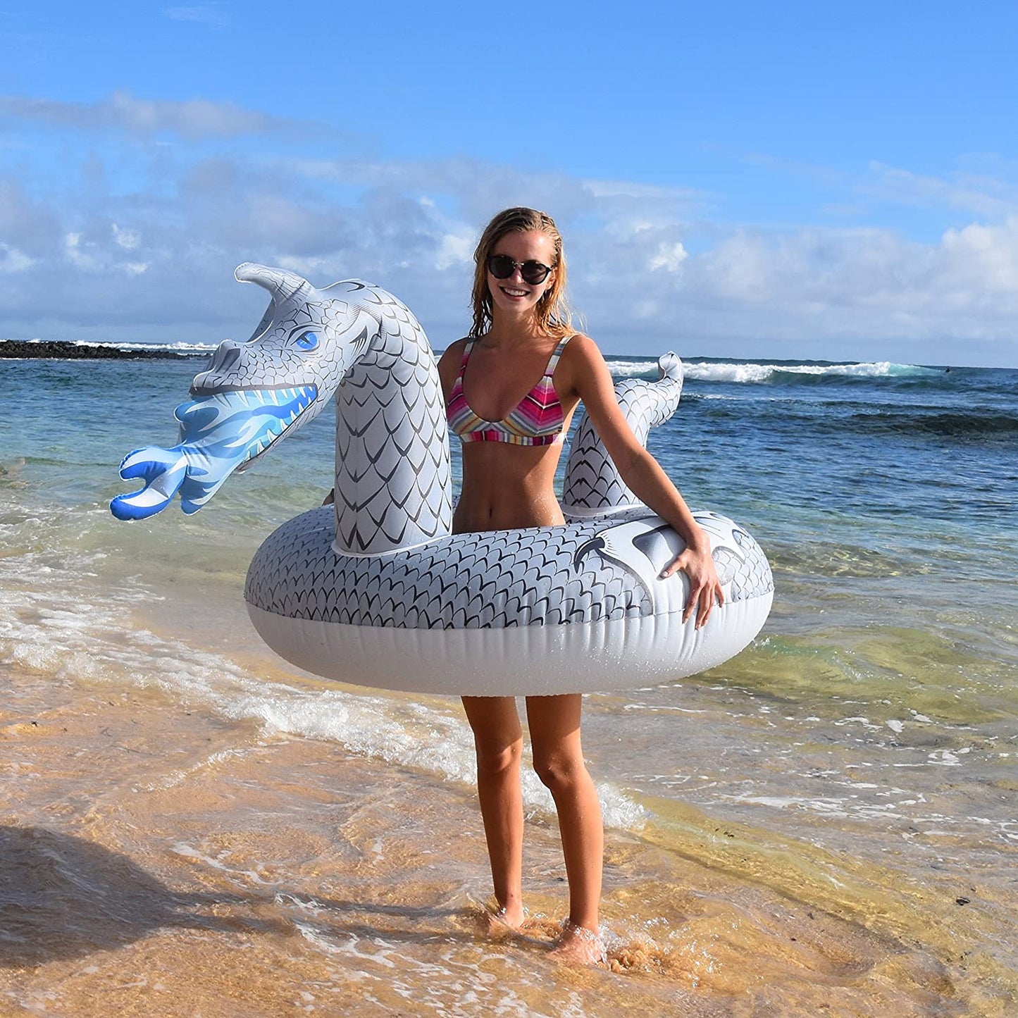 Dragon Party Tube Inflatable Rafts - Choose from Fire Dragon and Ice Dragon, Pool Floats