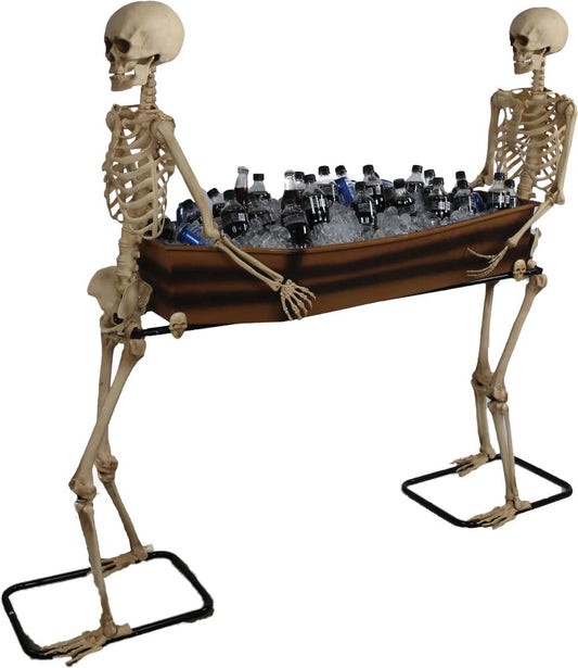 Eerie Skeletons Hauling a Spooky Coffin for Halloween Decor