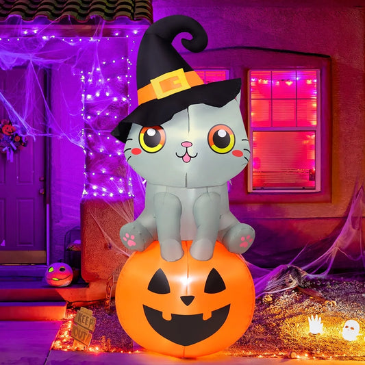 6 FT H Inflatable Cat Pumpkin with LED Lights