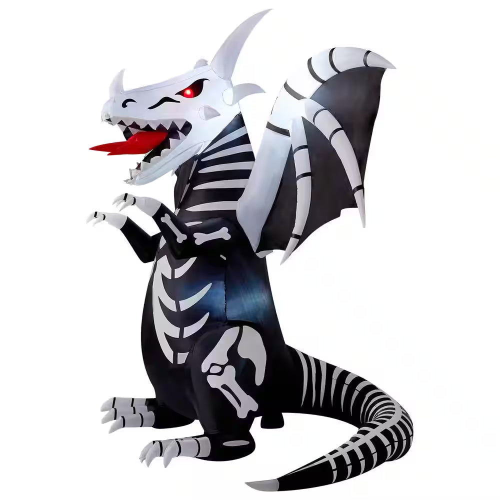 9.2 Ft. LED Halloween Skeleton Dragon with Red Eyes Inflatable
