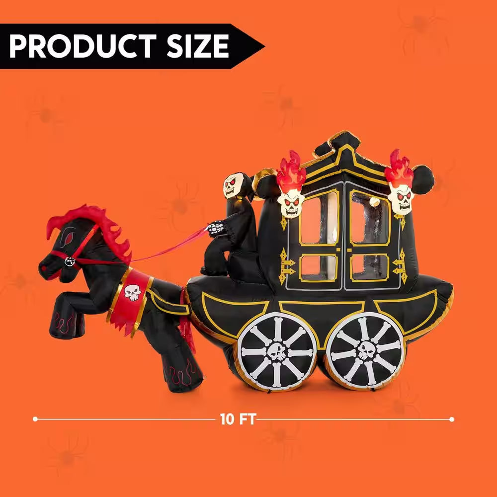 Enchanting 12 Ft. LED Halloween Carriage Inflatable for a Spooktacular Yard Display