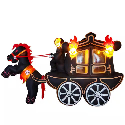 Enchanting 12 Ft. LED Halloween Carriage Inflatable for a Spooktacular Yard Display