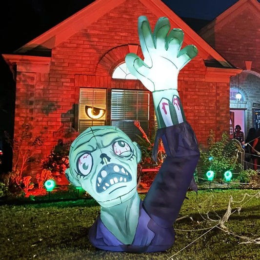 Halloween Inflatable 6 FT Zombie Inflatable Raising Hands, Zombie Inflatable Halloween Decorations Scary Zombie Outdoor Decorations with Lights, Halloween Inflatables Clearance for Holiday/Party
